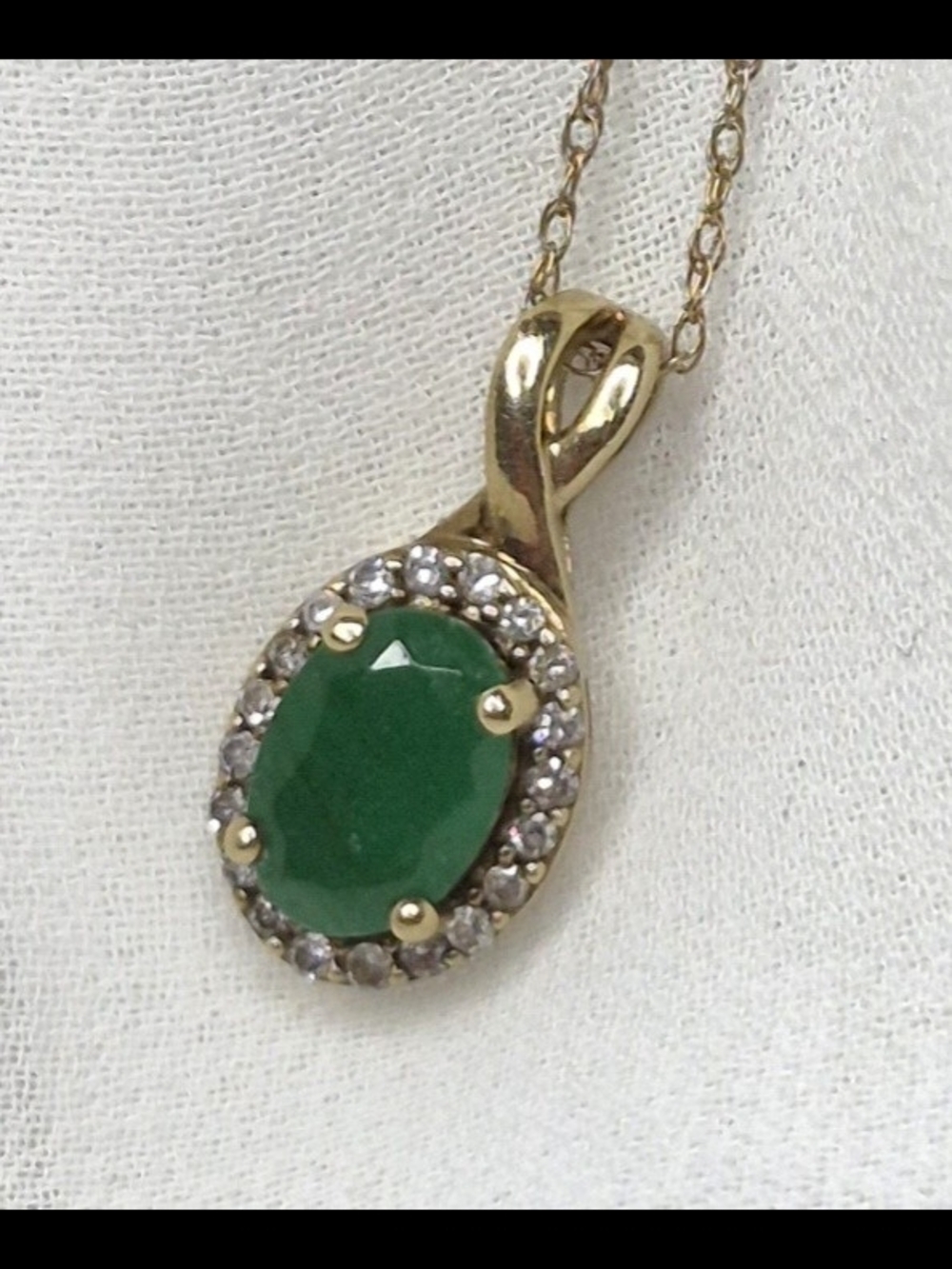 Zales Emerald and Diamond Solid Gold Necklace